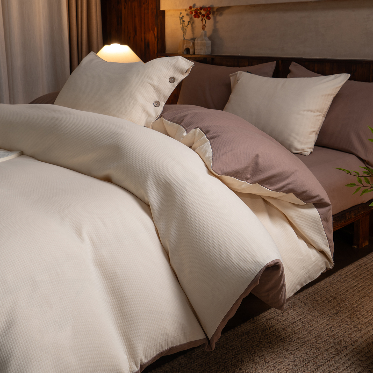 2025新款全棉水洗提花磨毛四件套-风格一 晨雾