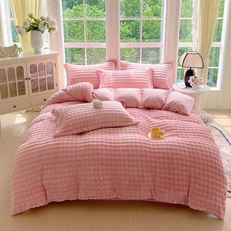 2025新款全消光克的泡泡绒牛奶绒四件套-皮草绒系列