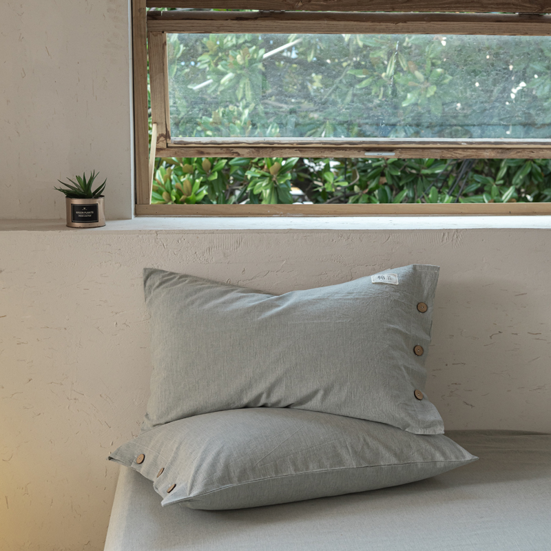 2023新款A类自由棉色织工艺单品枕套系列 枕套48*74cm（一对） 薄荷绿
