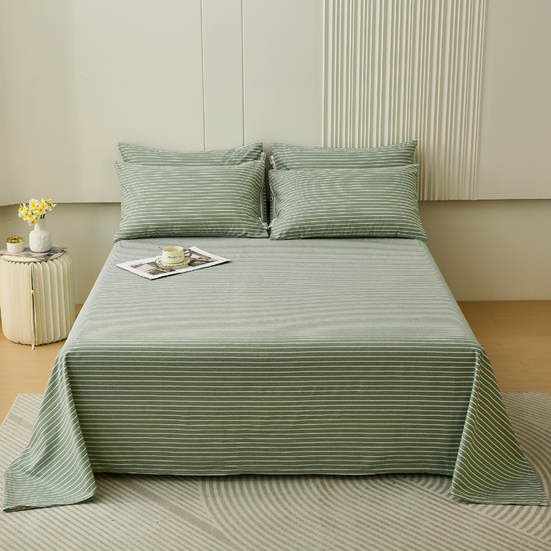 2023新款原棉磨毛回暖系列单床单 200*230cm-单床单 艾绿条