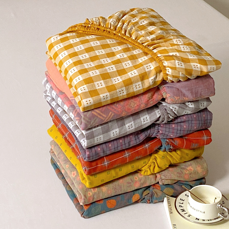 2025新款提花两用双层纱单品套件系列 -单床笠 谷梦-粉灰