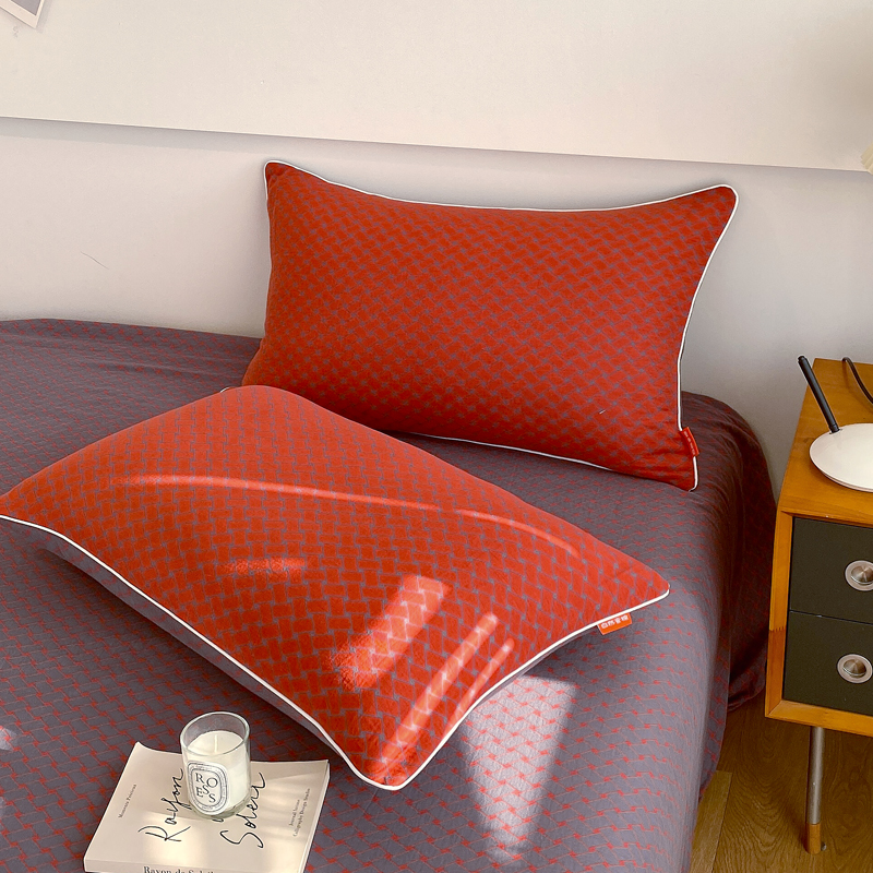 2025新款提花两用双层纱单品套件系列 -单枕套 谷梦-粉灰