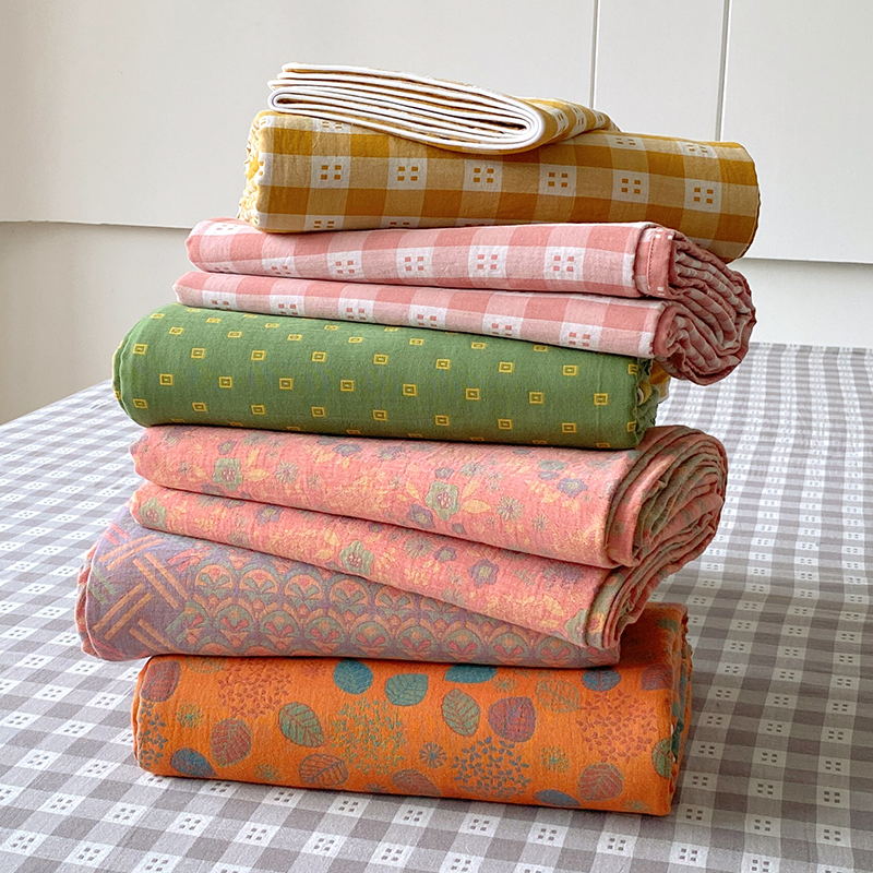 2025新款提花两用双层纱单品套件系列 -四件套 谷梦-粉灰