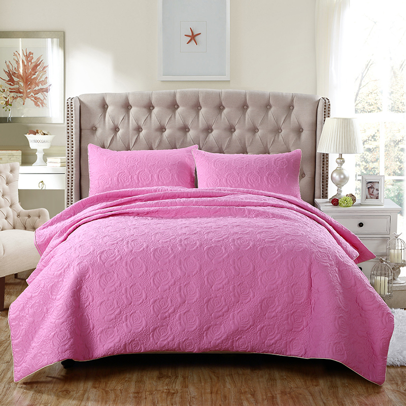2019新款纯色全棉床盖三件套 单品被套200*230cm 粉色