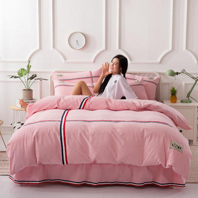 2022新款全棉磨毛床单款四件套 1.8m（6英尺）床 粉色