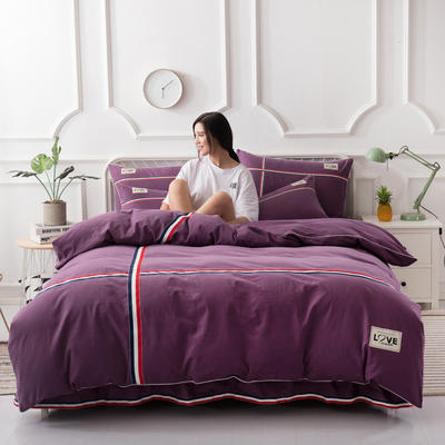 2022新款全棉磨毛床单款四件套 1.8m（6英尺）床 紫色