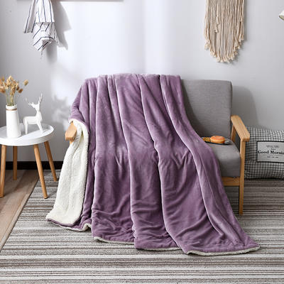 2023新款羊羔绒毛毯双层加厚盖毯 150*200cm 浅紫