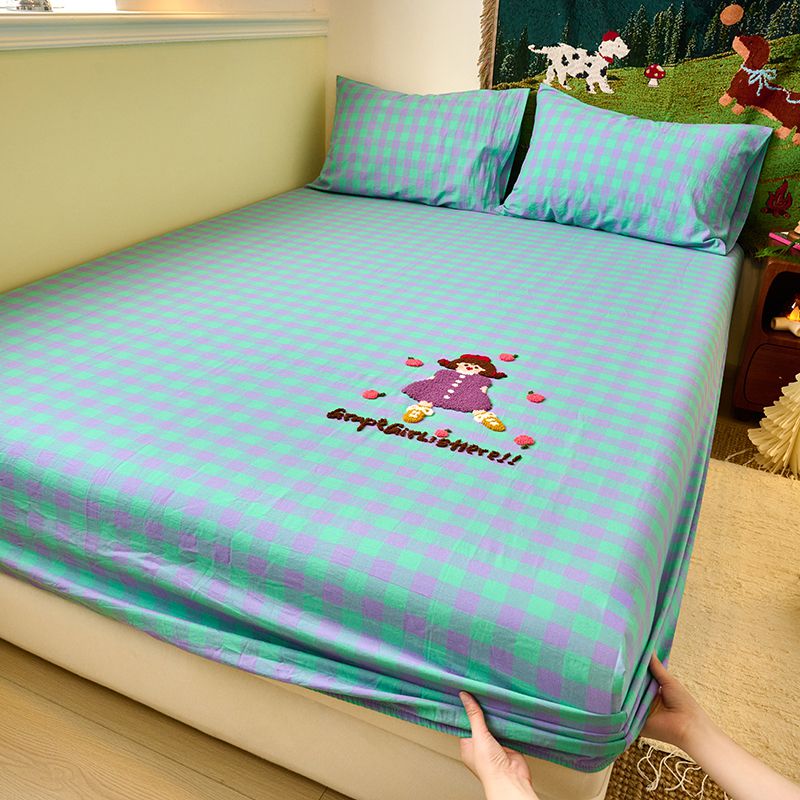 2025新款A类母婴级40支色织全棉纯棉水洗棉毛巾绣床笠床垫保护套 米娅