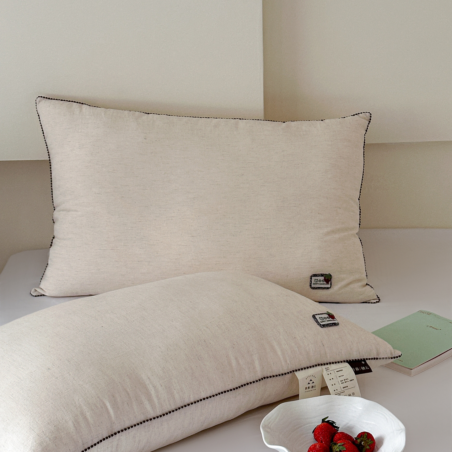2026新款草莓棉麻酒店枕枕头枕芯