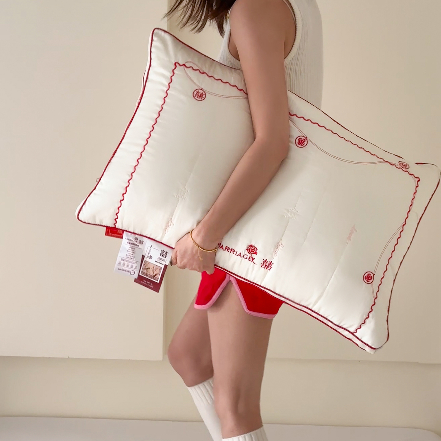 2026新款婓丽玫瑰婚庆枕头枕芯