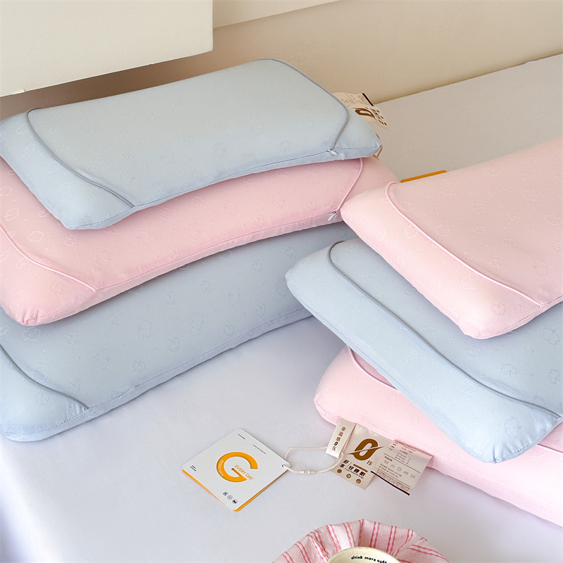 2025新款全棉提花针织高端生物基曲线枕枕头枕芯 粉色