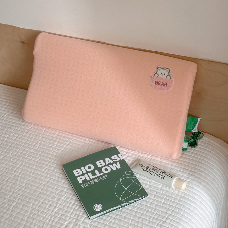 2025新款淘气熊生物机儿童枕头枕芯 粉色高枕25*45cm