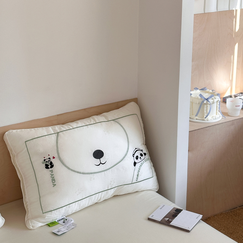 2025新款熊猫刺绣星级酒店枕头枕芯 熊猫刺绣星级酒店枕