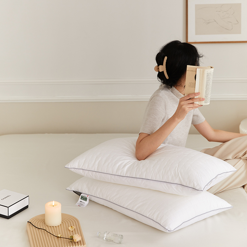 2022新款全棉格子绗缝枕枕头枕芯系列 白色