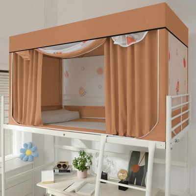 新款学生宿舍遮光蚊帐一体式 0.9m下铺-烤漆支架 C橙多多-橙色