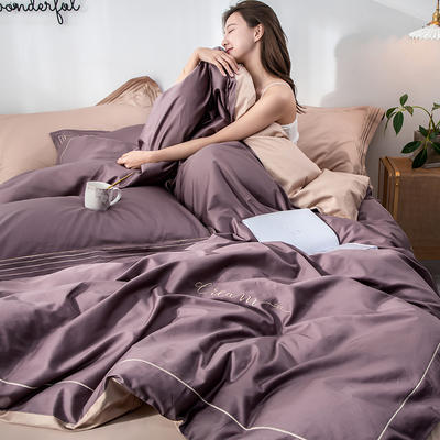 2019新款60长绒棉素色绣工艺系列四件套 1.5m（5英尺）床 浮生