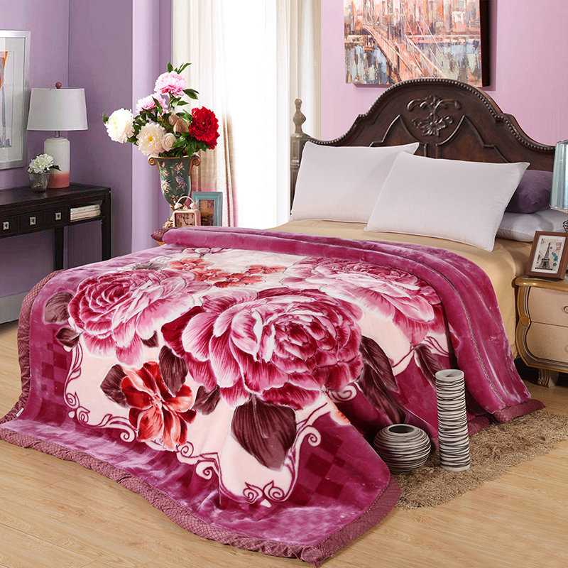 2023新款雕花数码印花月光毯 210×240cm 1129红紫