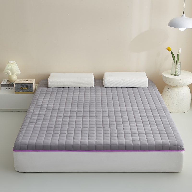 2024新款正方块乳胶记忆海绵床垫 90*200cm-6公分 正方块-灰紫