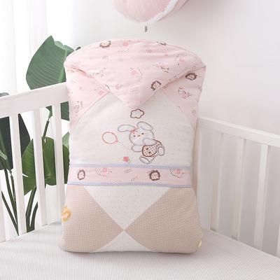 2019新款-婴幼儿冬款保暖活套抱被—针织活套包被 100*100cm 针织活套小兔粉色