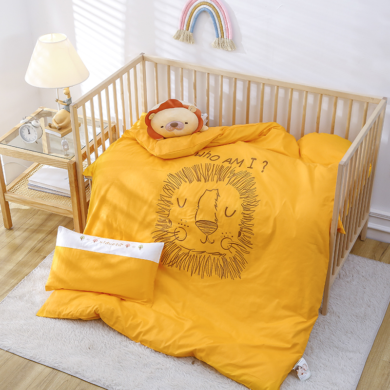 2021新款小甜心幼儿园儿童床品套件 120*150被套三件套 黄色狮子杰森