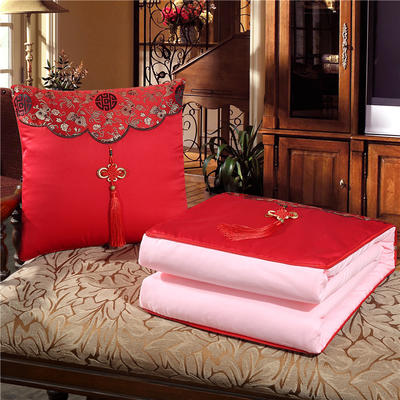 中国结刺绣抱枕被 40X40cm展开110*150cm 中国风-大红
