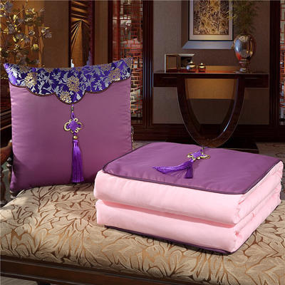 中国结刺绣抱枕被 40X40cm展开110*150cm 中国风-深紫