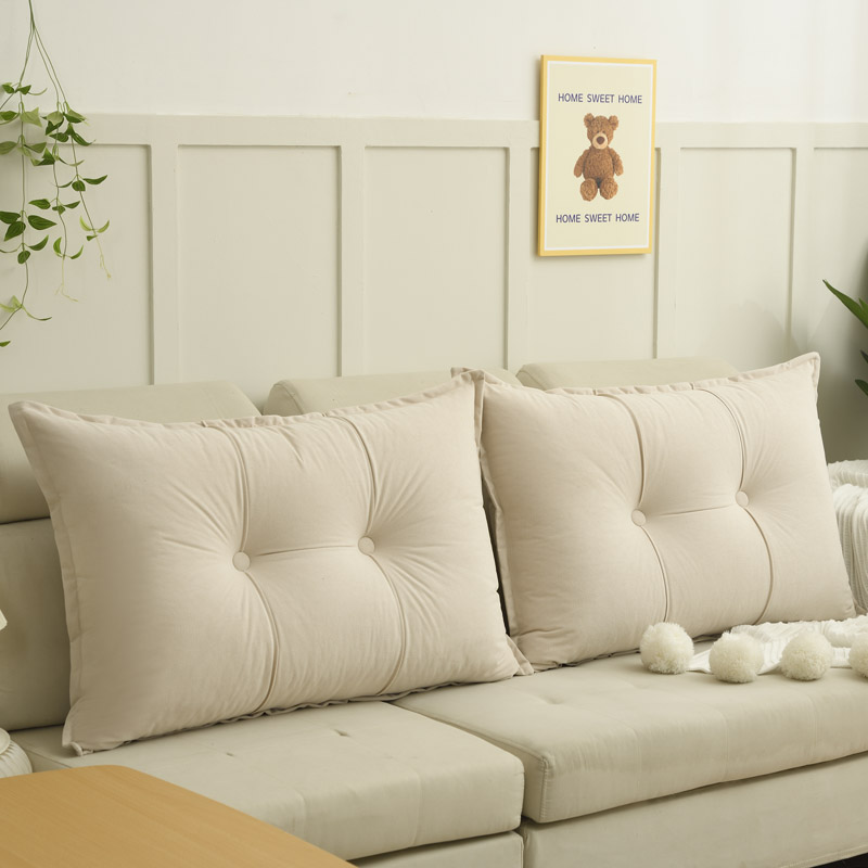 2022新款纯色雪尼绒压线组合沙发靠垫 长60*高60*厚18CM(单个） 象牙色