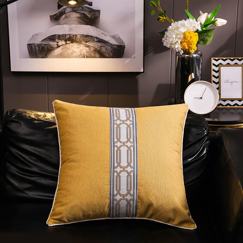 2020新款新中式抱枕高档仿羊绒抱枕客厅沙发抱枕套中式可定制尺寸 30x50cm抱枕含芯 尊贵黄