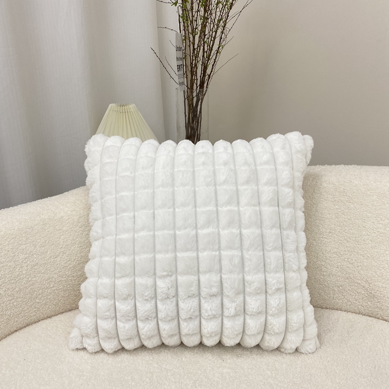 2023新款针织棉包边抱枕系列 30x50枕套＋枕芯 小香格-白色