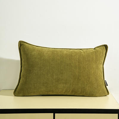 2024新款雪尼尔人字纹多色抱枕 40X60cm单枕套- 橄榄绿-腰枕