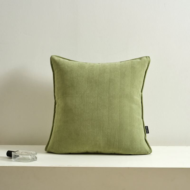 2024新款雪尼尔人字纹多色抱枕 50X50cm单枕套- 抹茶绿-方枕