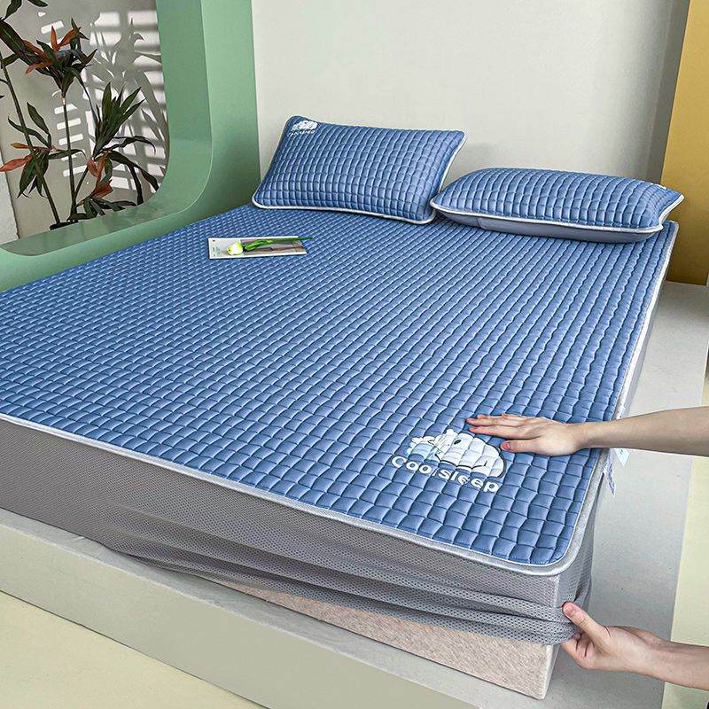 2024新款小冰块（床笠款）10MM乳胶凉席 床笠款1.2米尺寸（三件套） 小冰块-宾利蓝