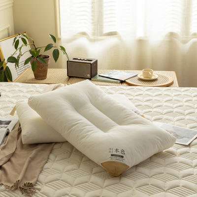 2024新款枕芯日式无印风全棉至简本色羽丝绒护颈枕低枕头枕芯 至简本色-低枕（48*74cm）