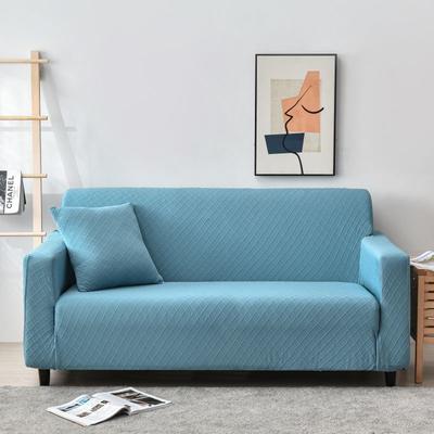 2021新款-金针提花纯色系列沙发套 双人位145-185cm 金提蓝