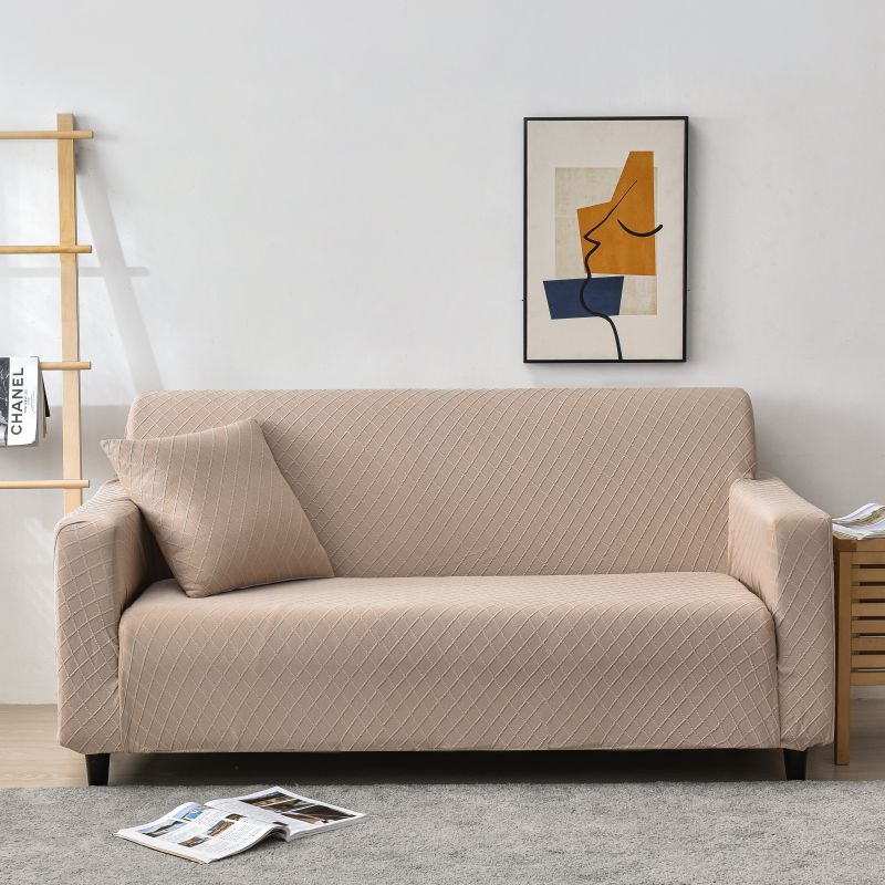 2021新款-金针提花纯色系列沙发套 双人位145-185cm 金提驼