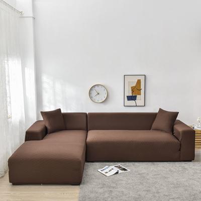 2021新款-金针提花纯色系列组合沙发套 双人位145-185cm 金提深咖