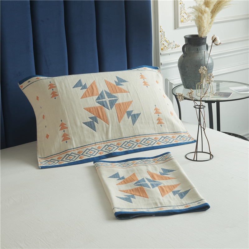 2021新款全棉四层纱布波西米亚系列枕巾（50*80cm/对） 浪漫几何