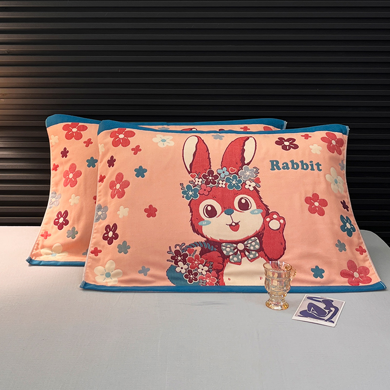 2023新款升级加厚全棉纱布八层枕巾（50x80cm±2cm/对） 50x80cm一对 兔小姐