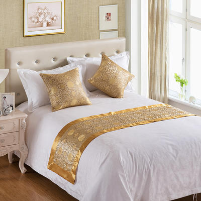 2022新款酒店宾馆配套床上用品床尾巾床旗抱枕糖果枕系列 1.2米床用 黄富贵