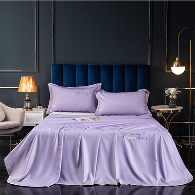 2022新款竹语天丝肌理纹绣花床单三件套 床单250*250cm+枕套一对 肌理纹-紫