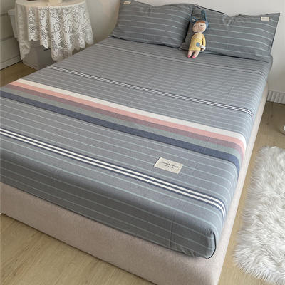 2021新款纯棉色织水洗棉单品系列-床笠 150x200cm（高15cm） 彩虹条