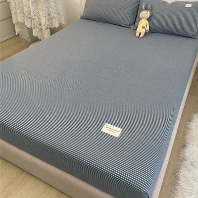 2021新款纯棉色织水洗棉单品系列-床笠 150x200cm（高15cm） 蜜条蓝