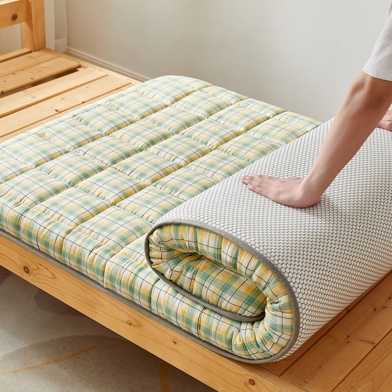2023新款A类水洗棉麻学生宿舍寝室床垫0.9米软垫家用床褥垫子双人垫被 90x190cm 厚度6cm 贝拉绿