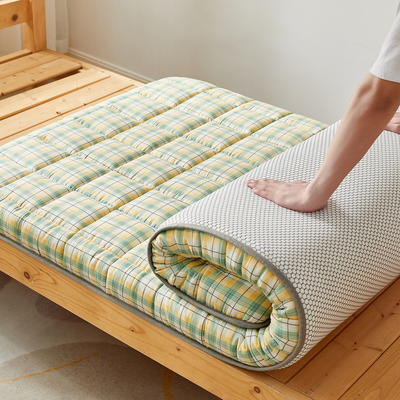 2023新款A类水洗棉麻学生宿舍寝室床垫0.9米软垫家用床褥垫子双人垫被 90x190cm 厚度6cm 贝拉绿