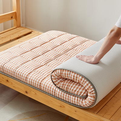 2023新款A类水洗棉麻学生宿舍寝室床垫0.9米软垫家用床褥垫子双人垫被 90x190cm 厚度6cm 粉小格
