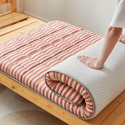 2023新款A类水洗棉麻学生宿舍寝室床垫0.9米软垫家用床褥垫子双人垫被 90x190cm 厚度6cm 棕红色