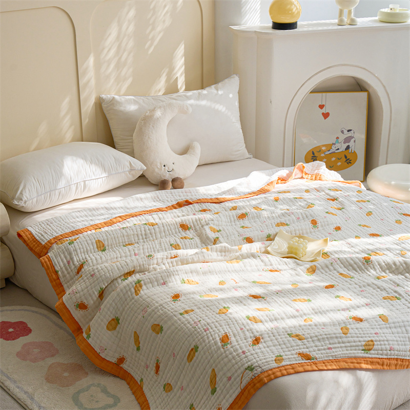 2025新款六层纱布印花纱布毯 彩虹