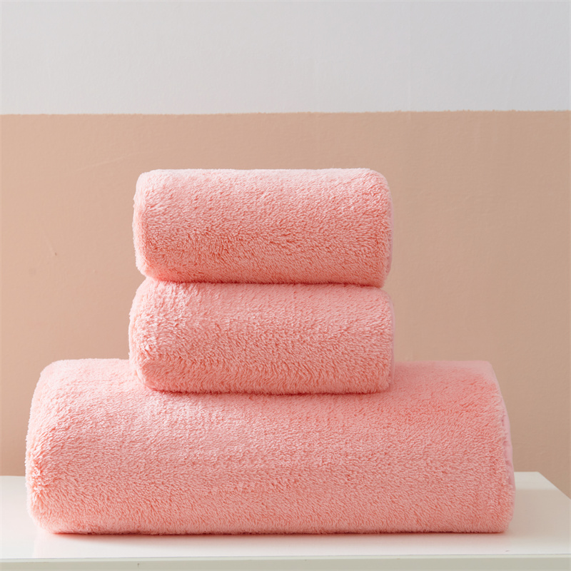 珊瑚绒抗菌吸水套巾 粉色毛巾