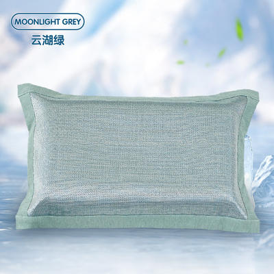 2023新款信封式冰丝刺绣纯色单枕套系列-冰丝纯色枕套 M码 云湖绿-单个装