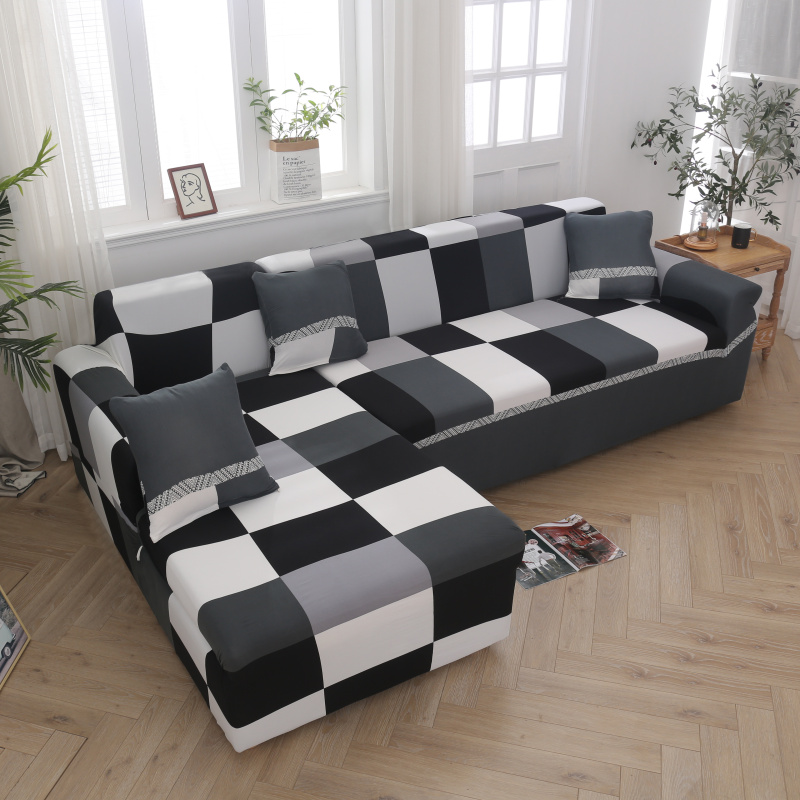 2020新款四季款印花系列沙发套 单人位尺寸90-140cm 黑白配